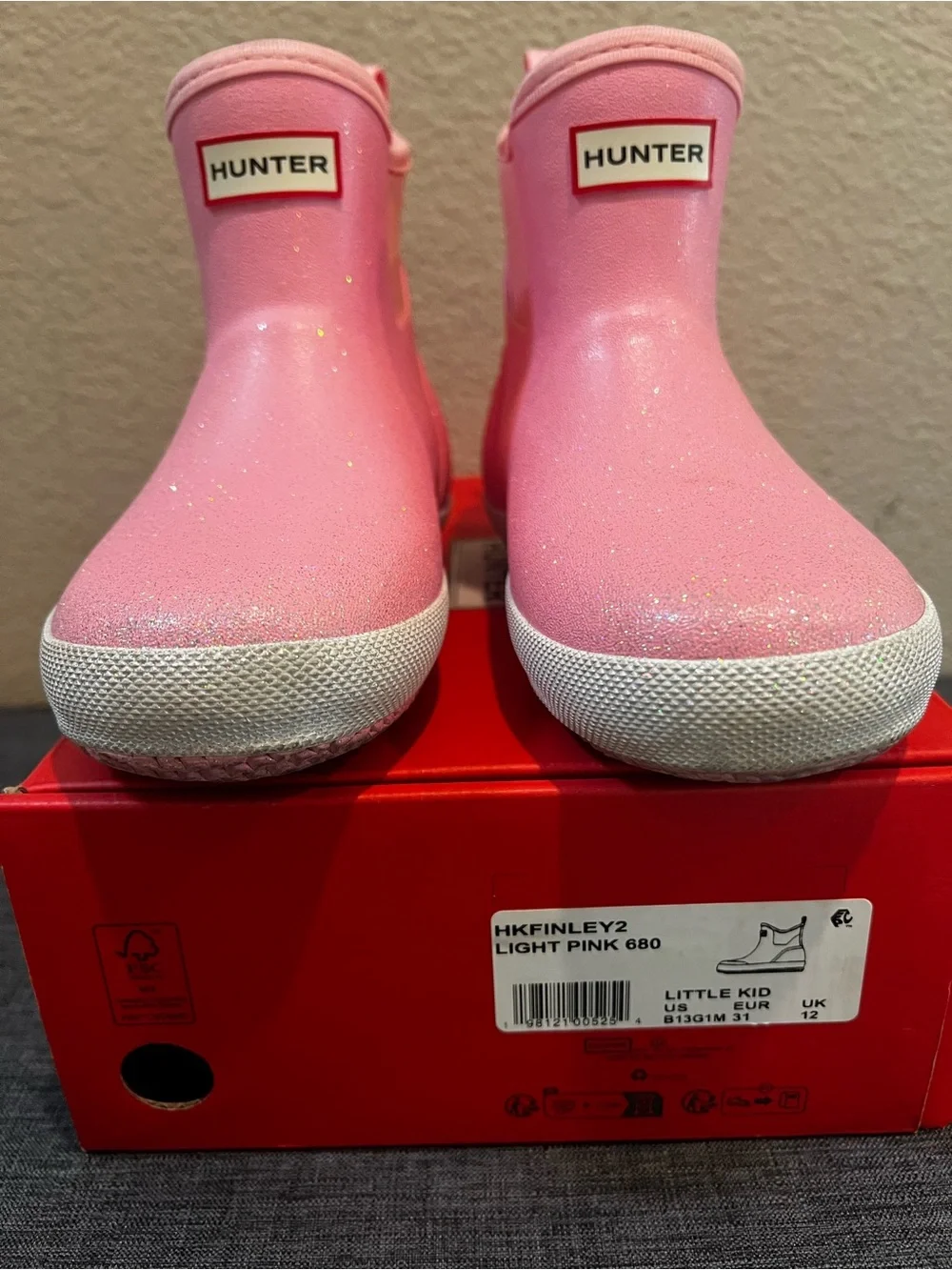 Hunter Kids Pink Glitter Chelsea Rain Boots